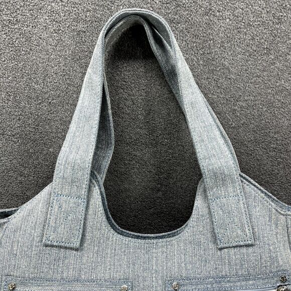 TRUE RELIGION Denim Pocket Horseshoe Logo Shoulder Crossbody Bag Light Blue - Picture 3 of 14